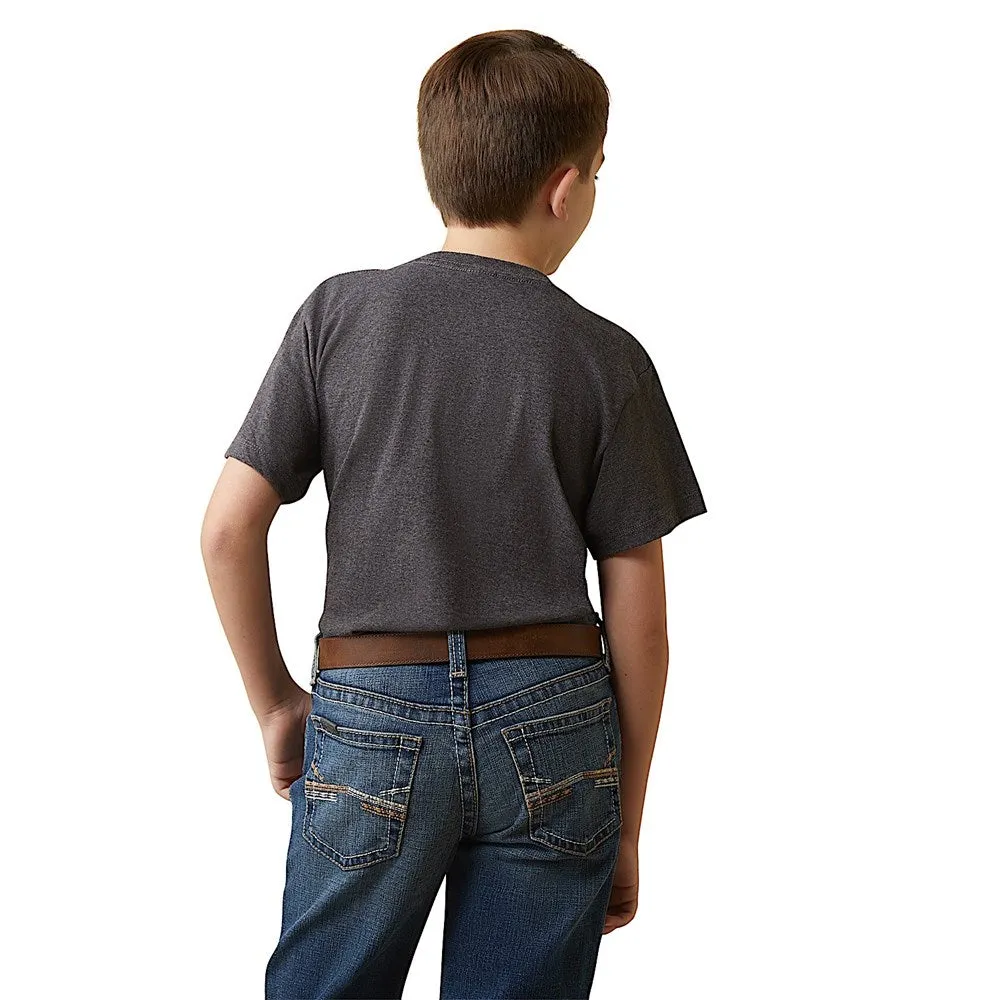 Ariat Boys Barbed Wire Steer T-Shirt Charcoal