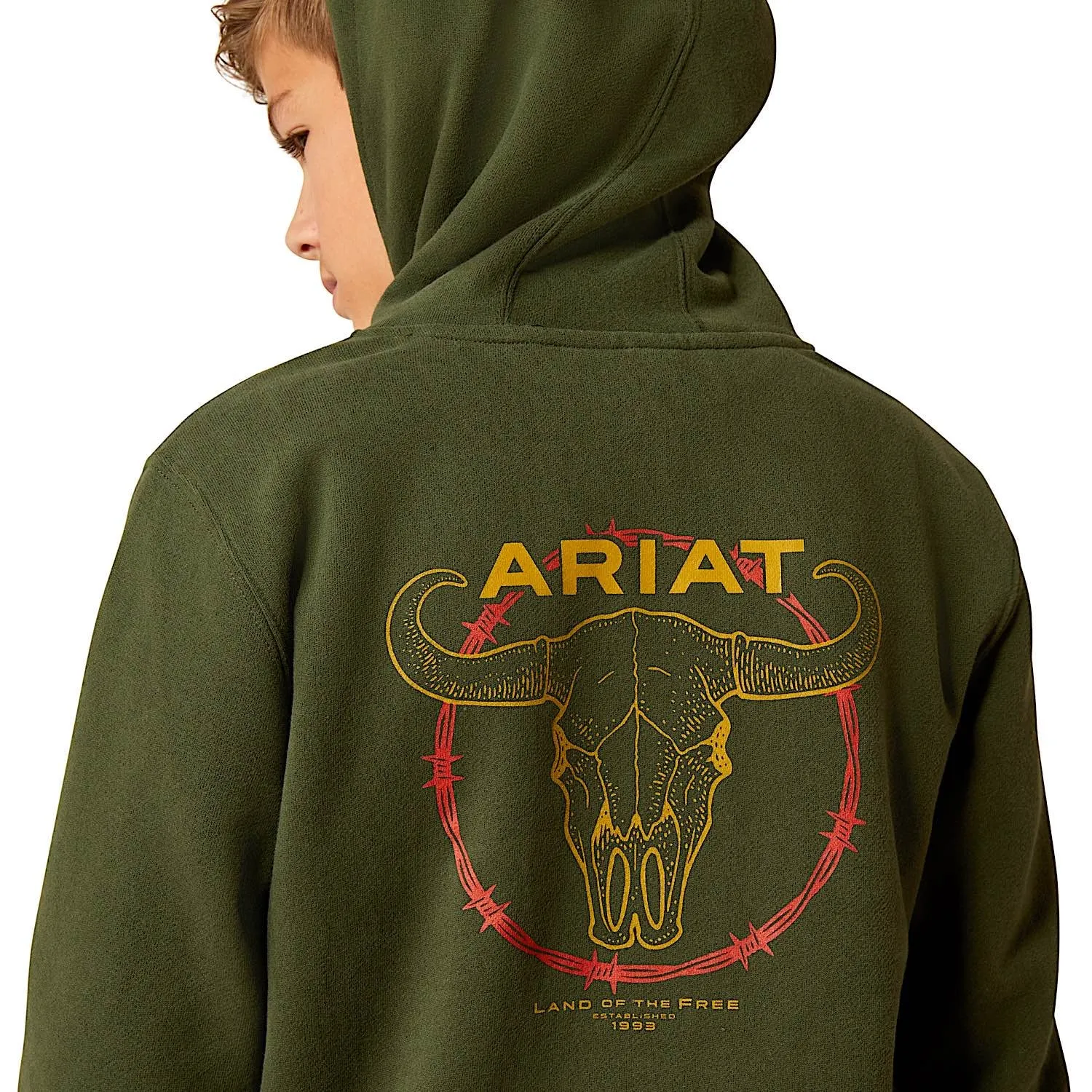 Ariat Kids Barbwire Skull Hoodie - Dark Green