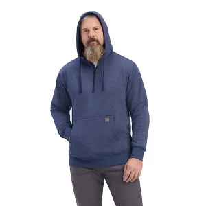 Ariat Mens Rebar Workman Quarter Zip Hoodie Navy Heather