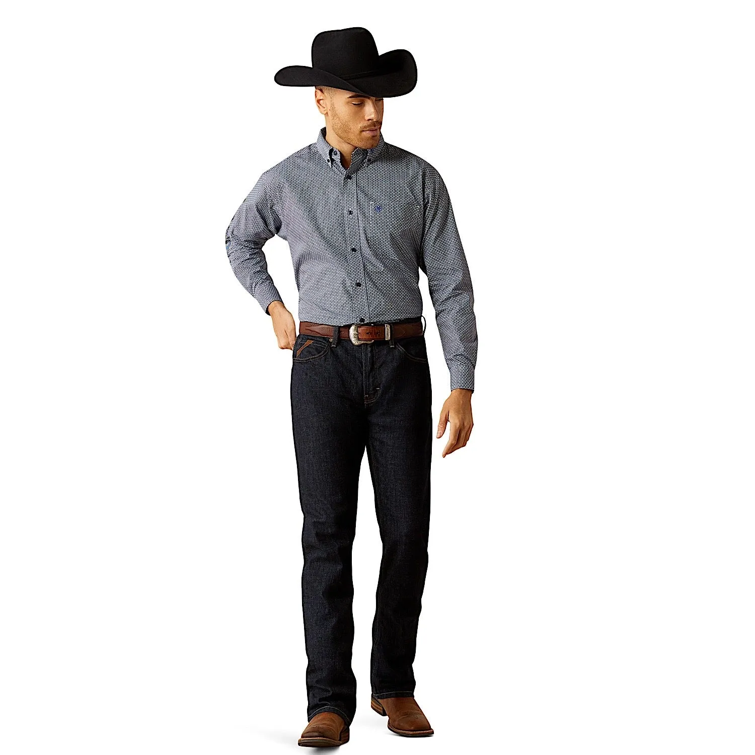 Ariat Men's Team Keenan Classic Fit Shirt - Blue/Navy Blue