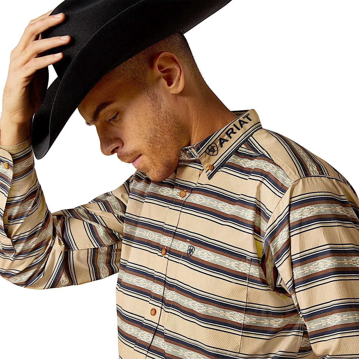 Ariat Men's Team Korbyn Shirt - Tan/Navy Blue