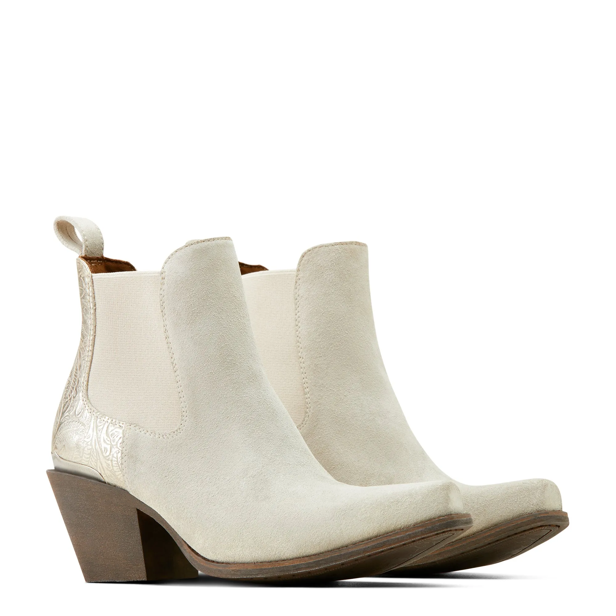 Ariat Women's Bradley Heeled Ankle Boot Cloud White Suede / Pearl
