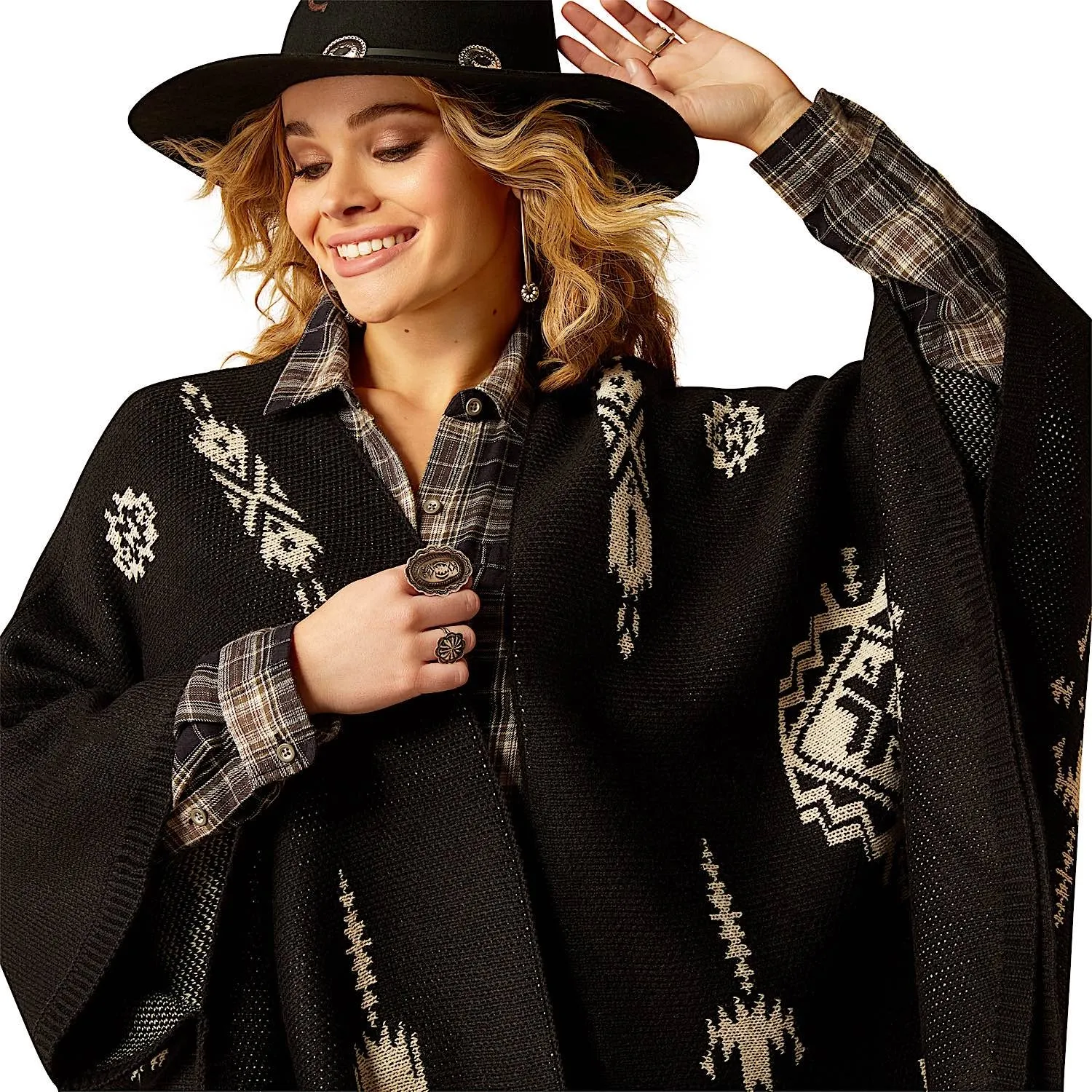Ariat Women's Delta Poncho - Black/Summer Sand