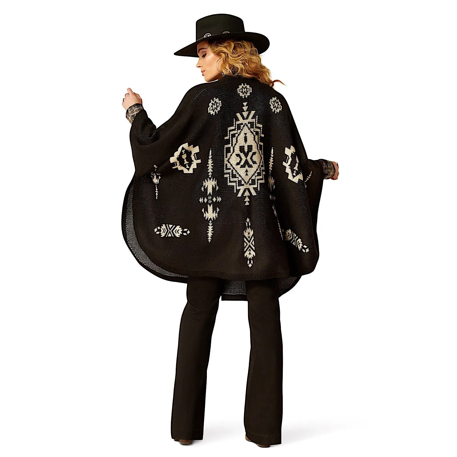 Ariat Women's Delta Poncho - Black/Summer Sand