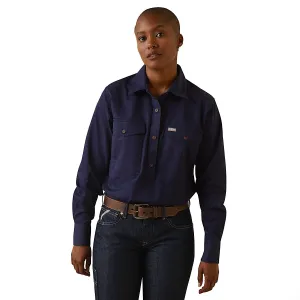 Ariat Womens Half Button L/S Workshirt Navy
