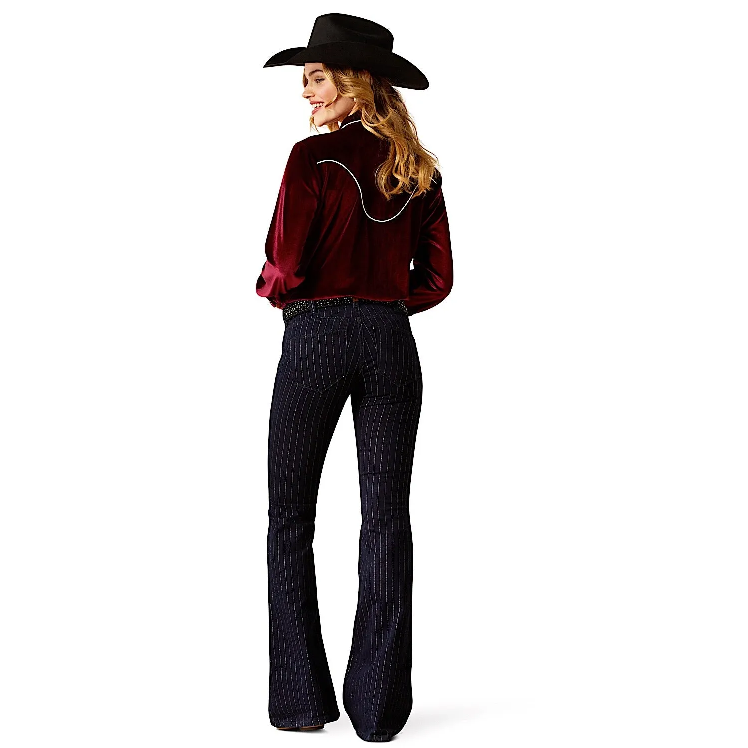Ariat Women's Perfect Rise Jasmine Flare Jean - Silver Stripe Rinse