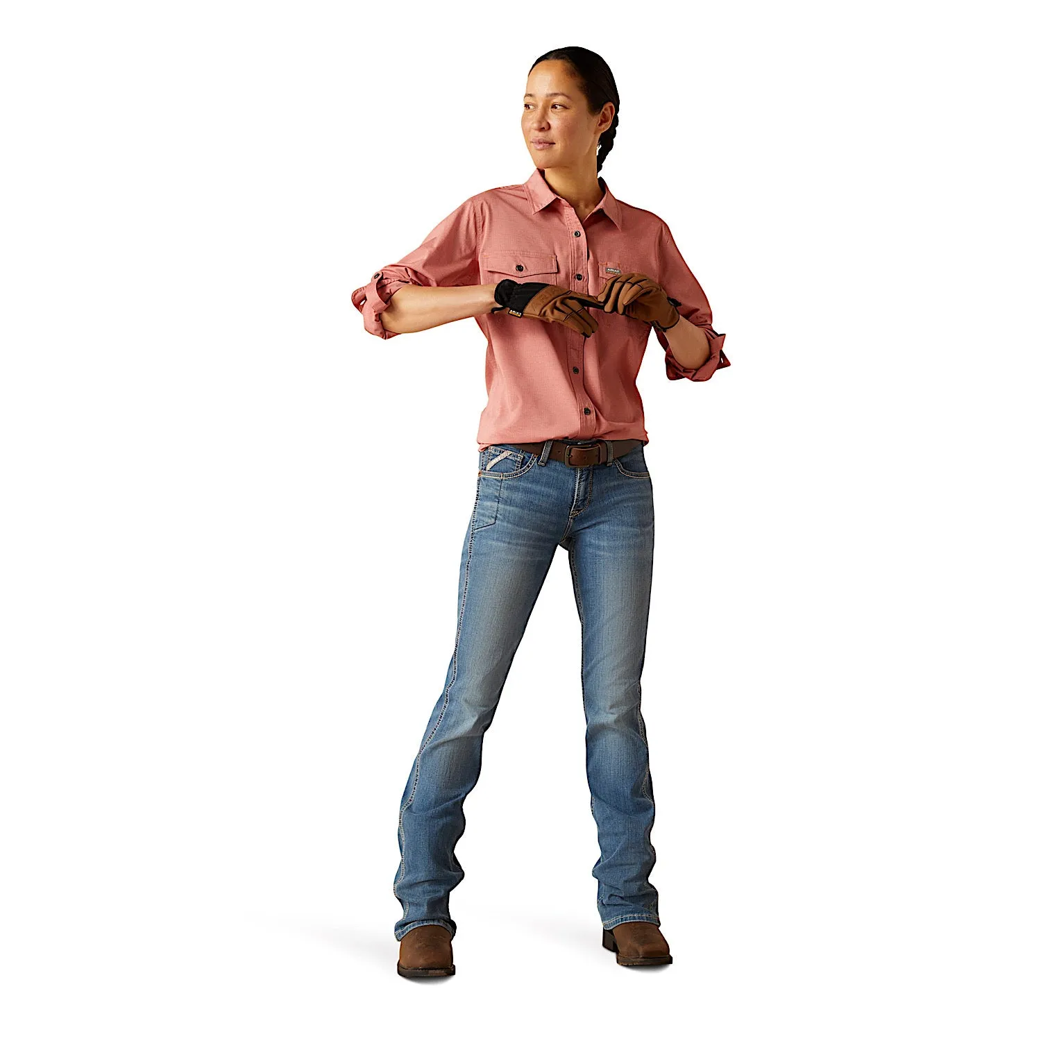Ariat Women's Rebar Made Tough Venttek Durastretch Work Shirt - Jester Red Heather