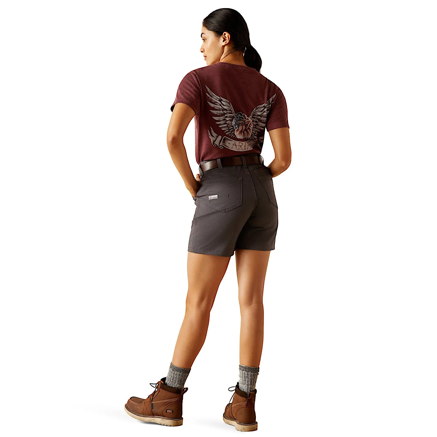 Ariat Women's Rebar Perfect Rise Made Tough 6" Shorts - Rebar Grey