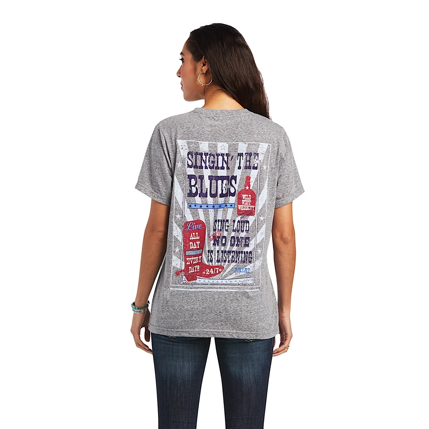 Ariat Womens Singing the Blues S/S Tee Charcoal Grey
