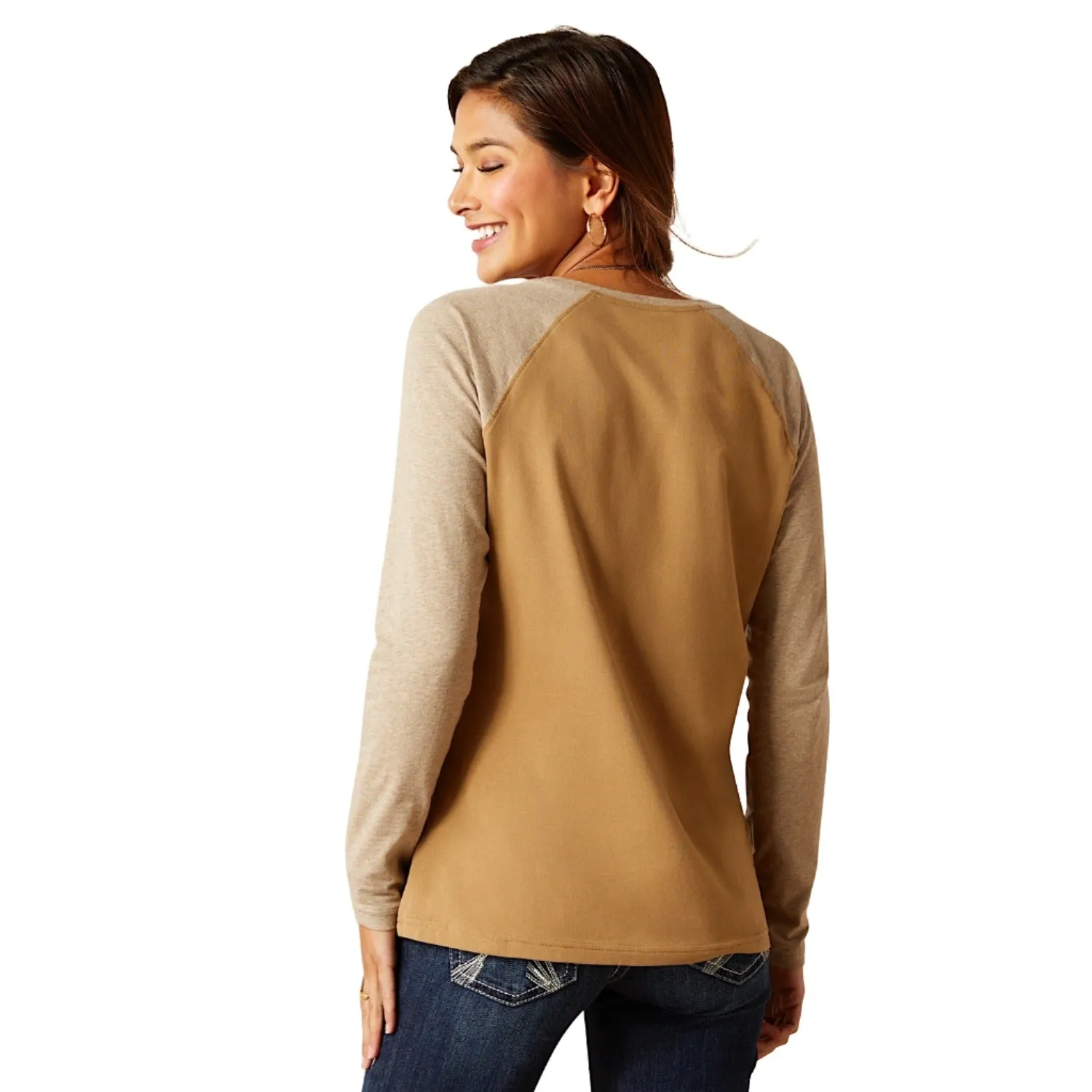 Ariat Womens Tucson Baseball L/S Tee Petrified Oak