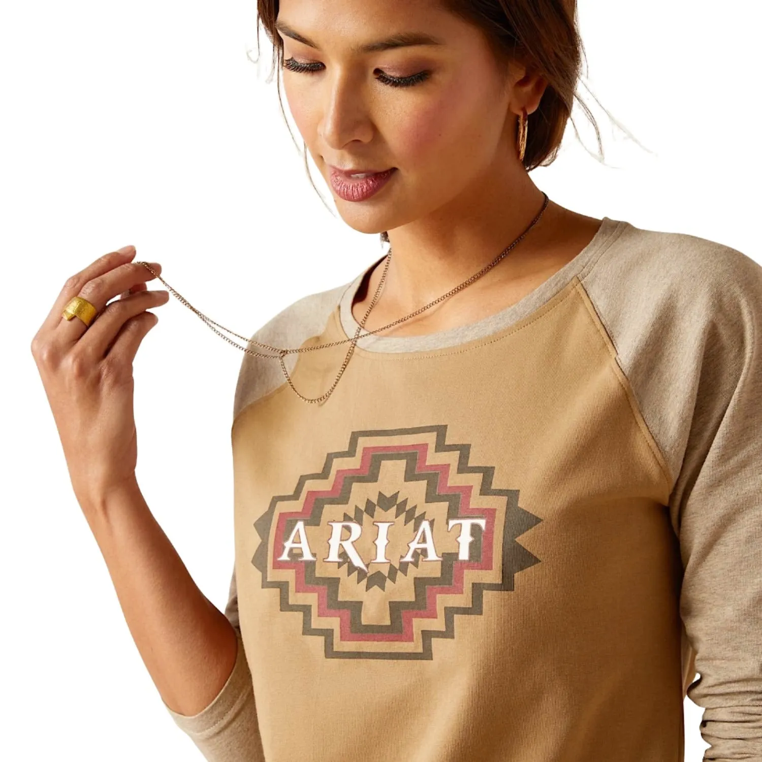 Ariat Womens Tucson Baseball L/S Tee Petrified Oak
