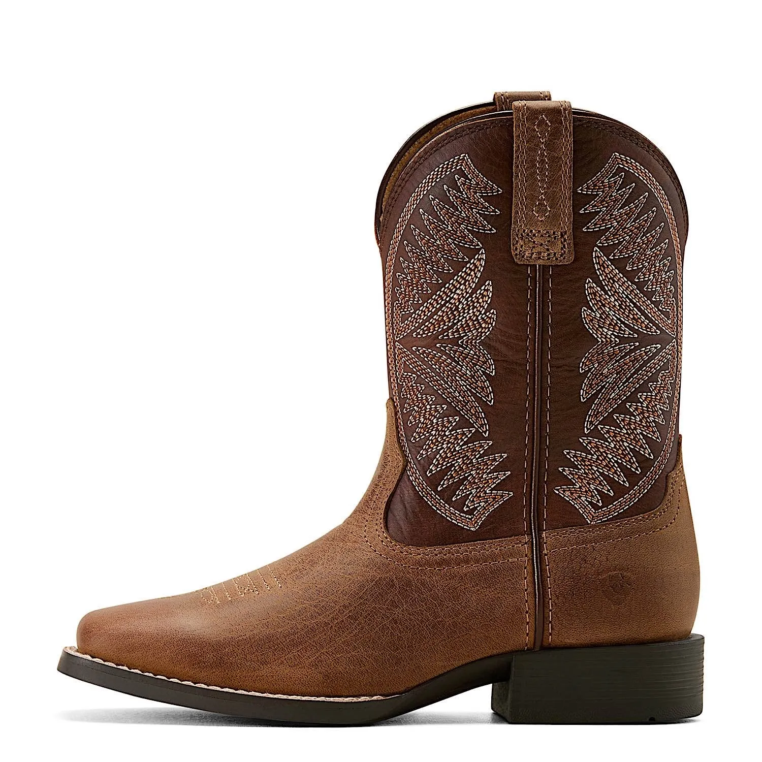 Ariat Youth Ruidoso Western Boot - Pearl/Chocolate Brown