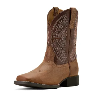Ariat Youth Ruidoso Western Boot - Pearl/Chocolate Brown